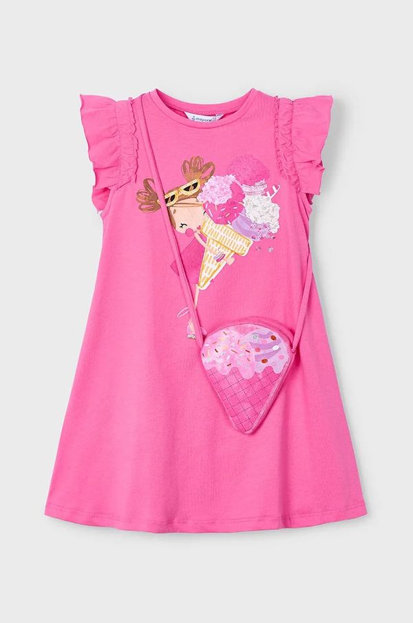 Mayoral Otroška bombažna obleka Mayoral roza barva, 3940