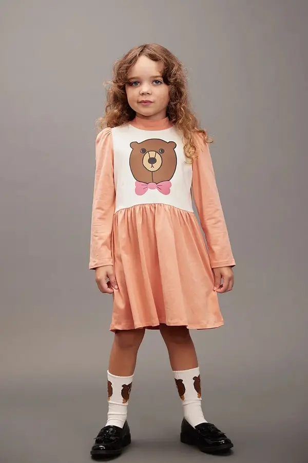 Mini Rodini Otroška bombažna obleka Mini Rodini Bear