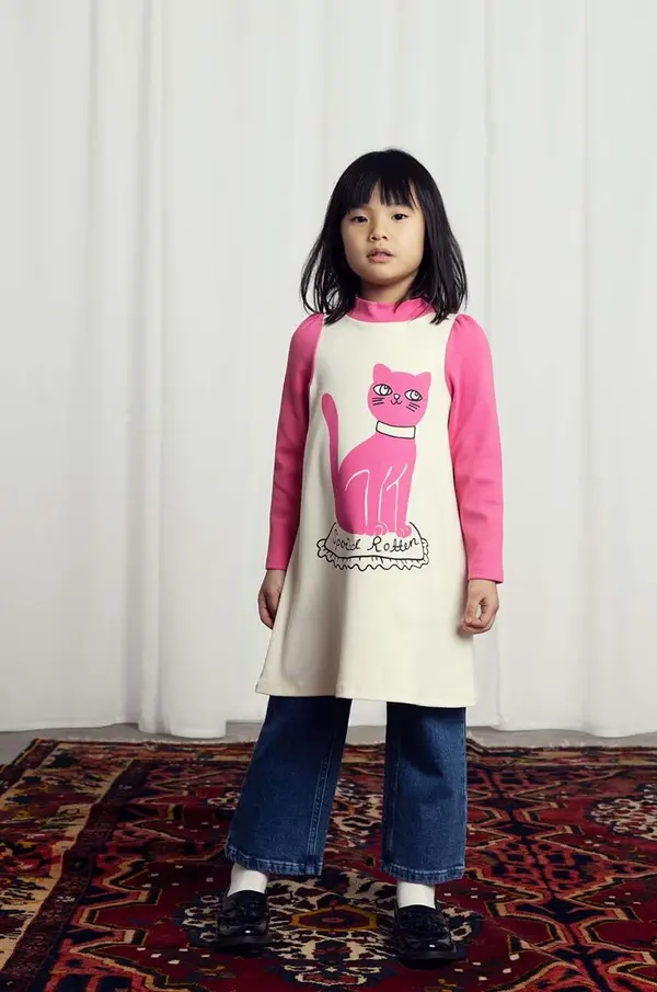 Mini Rodini Otroška bombažna obleka Mini Rodini Cat