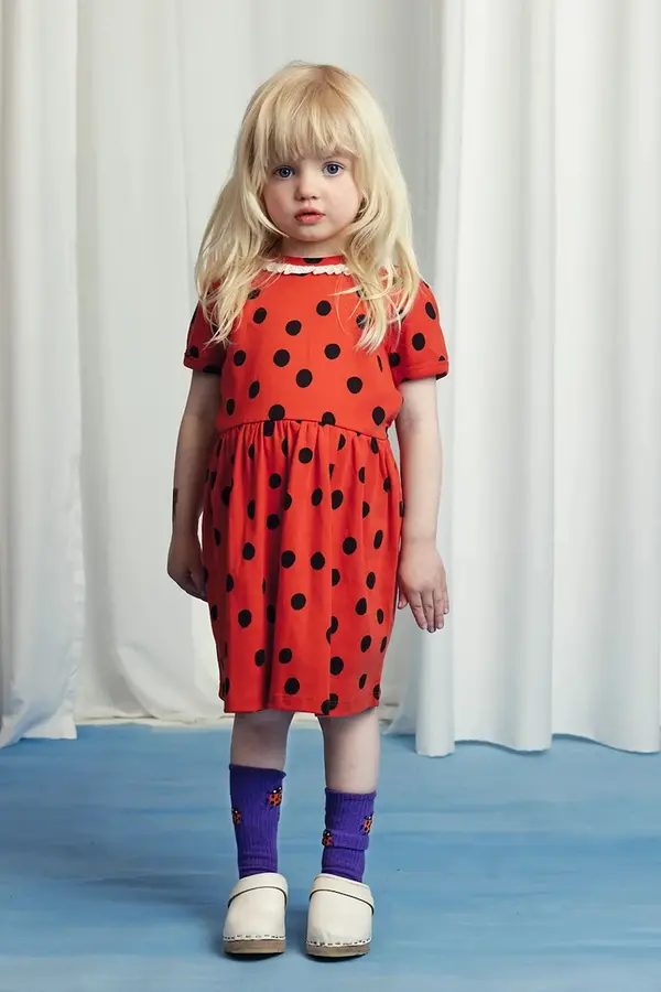 Mini Rodini Otroška bombažna obleka Mini Rodini Dots