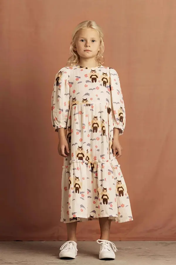 Mini Rodini Otroška bombažna obleka Mini Rodini Muslin bee