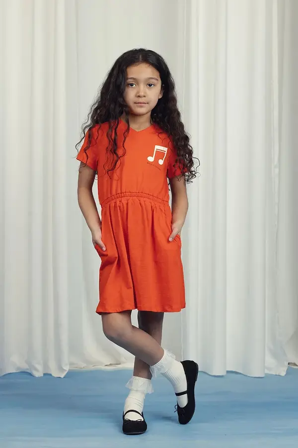 Mini Rodini Otroška bombažna obleka Mini Rodini Note