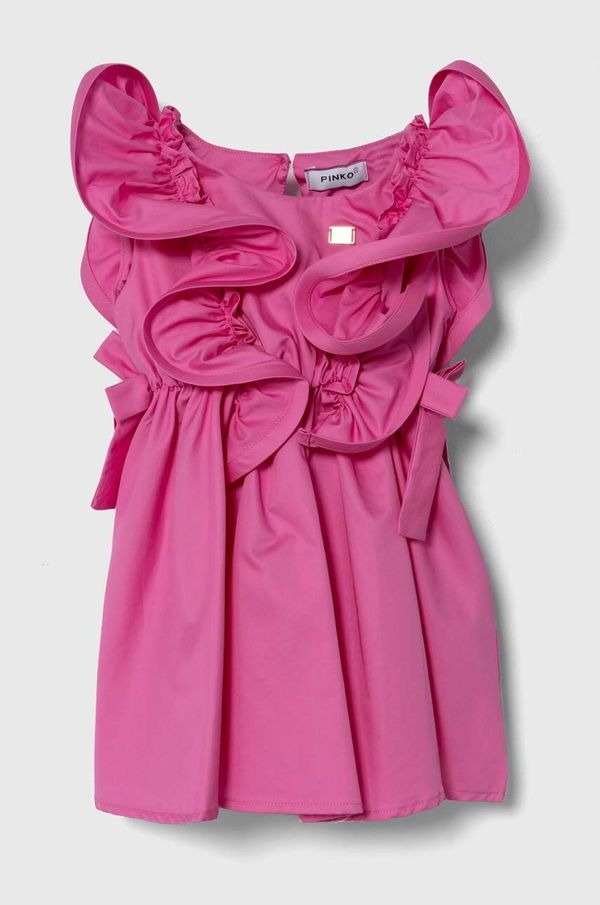 Pinko Up Otroška bombažna obleka Pinko Up roza barva