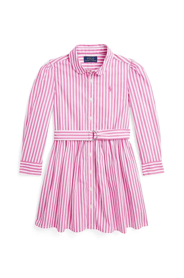 Polo Ralph Lauren Otroška bombažna obleka Polo Ralph Lauren roza barva, 312934134001