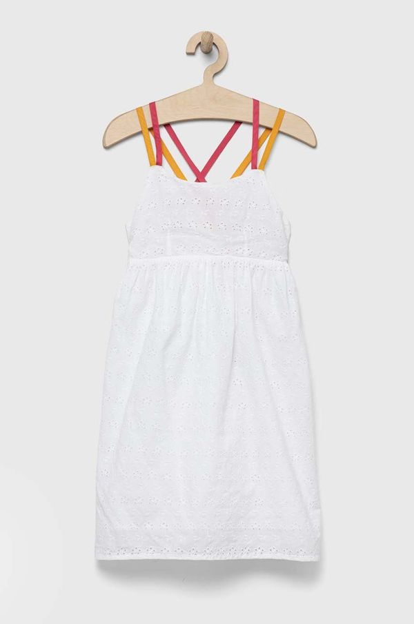 Sisley Otroška bombažna obleka Sisley bela barva