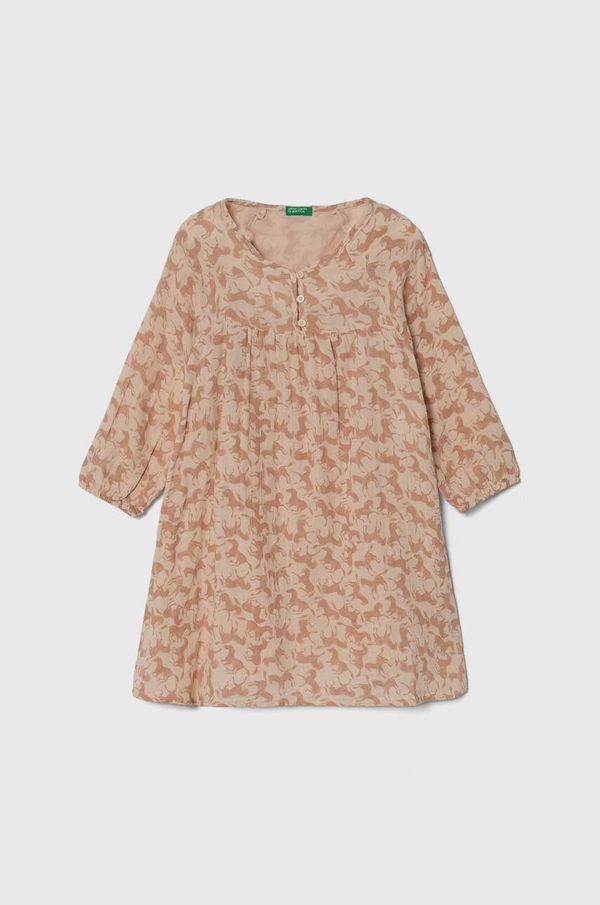 United Colors of Benetton Otroška bombažna obleka United Colors of Benetton roza barva