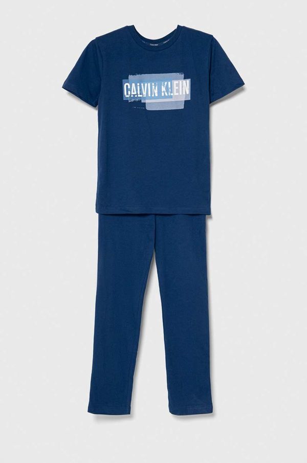 Calvin Klein Underwear Otroška bombažna pižama Calvin Klein Underwear mornarsko modra barva
