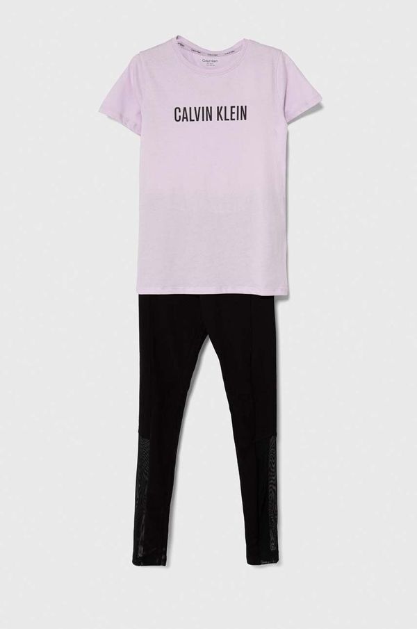 Calvin Klein Underwear Otroška bombažna pižama Calvin Klein Underwear vijolična barva