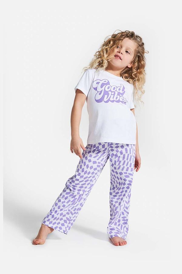 Coccodrillo Otroška bombažna pižama Coccodrillo vijolična barva