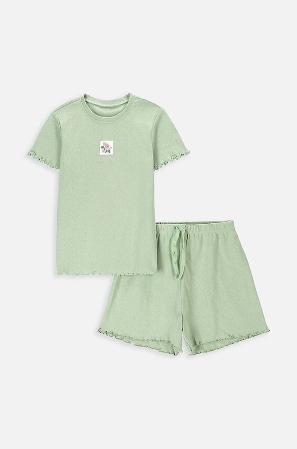 Coccodrillo Otroška bombažna pižama Coccodrillo zelena barva