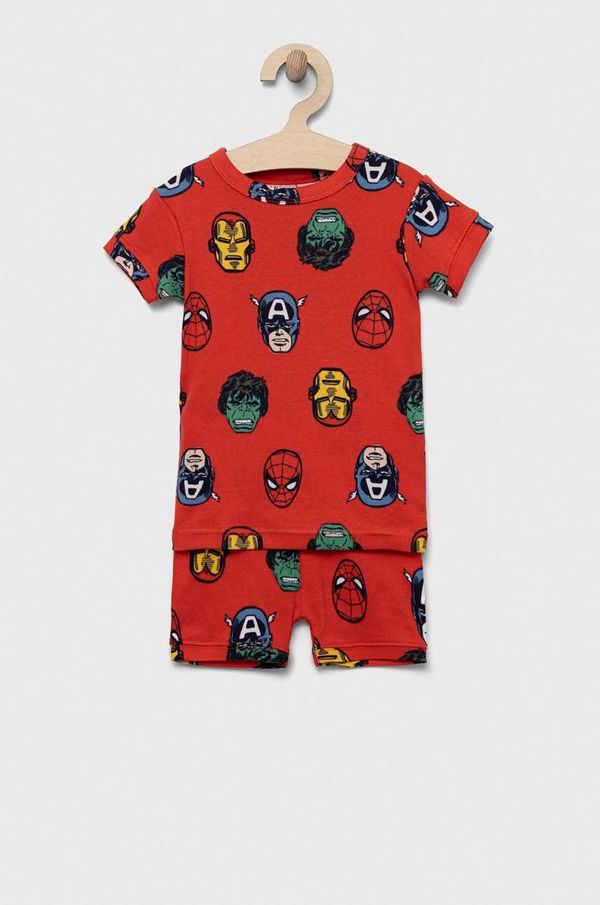 Gap Otroška bombažna pižama GAP x Marvel rdeča barva