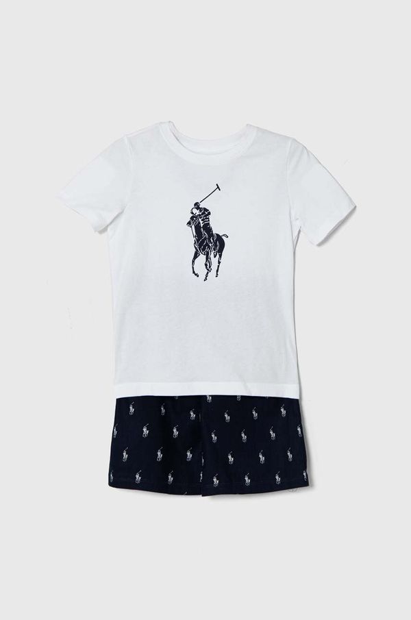 Polo Ralph Lauren Otroška bombažna pižama Polo Ralph Lauren mornarsko modra barva