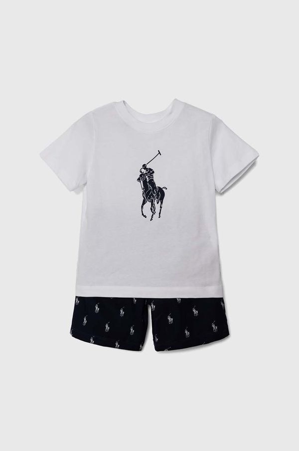 Polo Ralph Lauren Otroška bombažna pižama Polo Ralph Lauren mornarsko modra barva