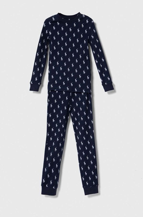 Polo Ralph Lauren Otroška bombažna pižama Polo Ralph Lauren mornarsko modra barva