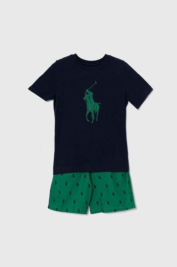 Polo Ralph Lauren Otroška bombažna pižama Polo Ralph Lauren zelena barva