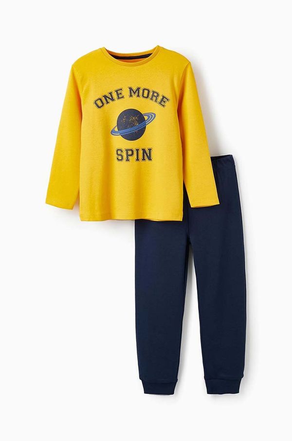 Zippy Otroška bombažna pižama zippy rumena barva
