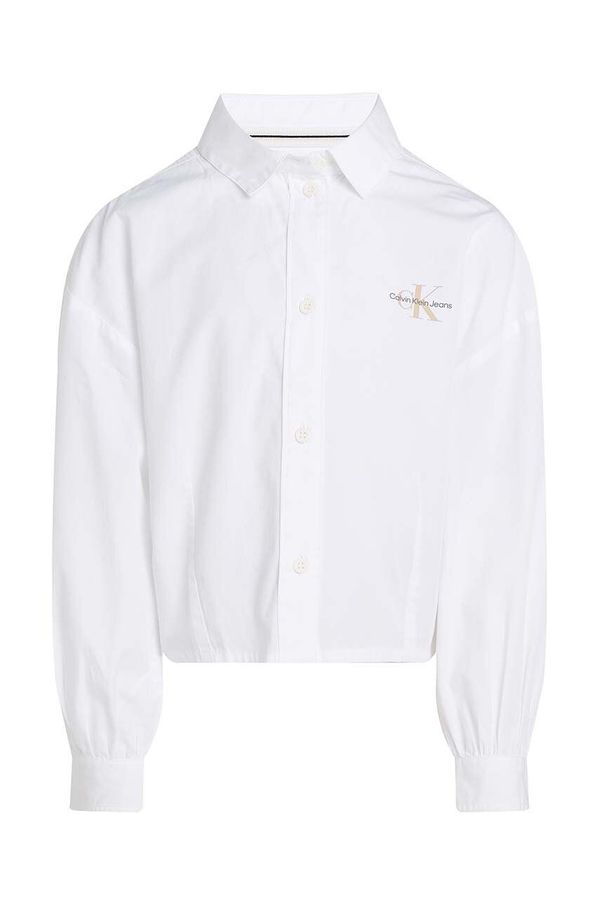 Calvin Klein Jeans Otroška bombažna srajca Calvin Klein Jeans bela barva, IG0IG02525