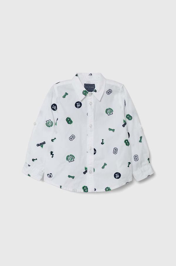 Guess Otroška bombažna srajca Guess bela barva