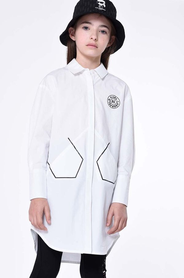 Karl Lagerfeld Otroška bombažna srajca Karl Lagerfeld bela barva