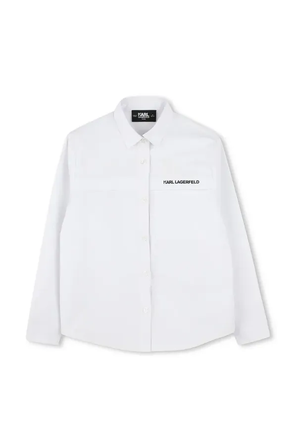 Karl Lagerfeld Otroška bombažna srajca Karl Lagerfeld bela barva, Z30421