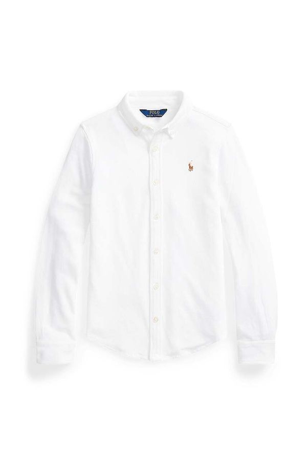 Polo Ralph Lauren Otroška bombažna srajca Polo Ralph Lauren bela barva, 313901132002