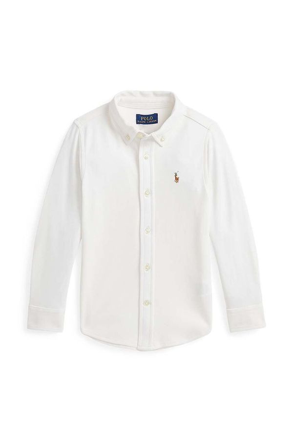 Polo Ralph Lauren Otroška bombažna srajca Polo Ralph Lauren bela barva, 322952434003