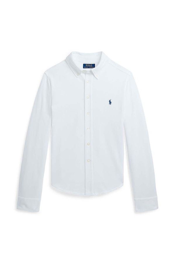 Polo Ralph Lauren Otroška bombažna srajca Polo Ralph Lauren bela barva, 323914506002