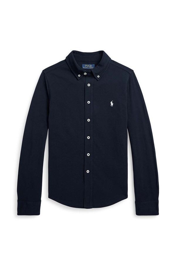 Polo Ralph Lauren Otroška bombažna srajca Polo Ralph Lauren mornarsko modra barva, 323914506001