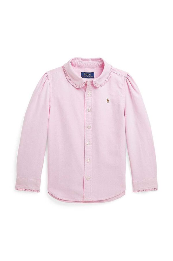 Polo Ralph Lauren Otroška bombažna srajca Polo Ralph Lauren roza barva, 312929954002