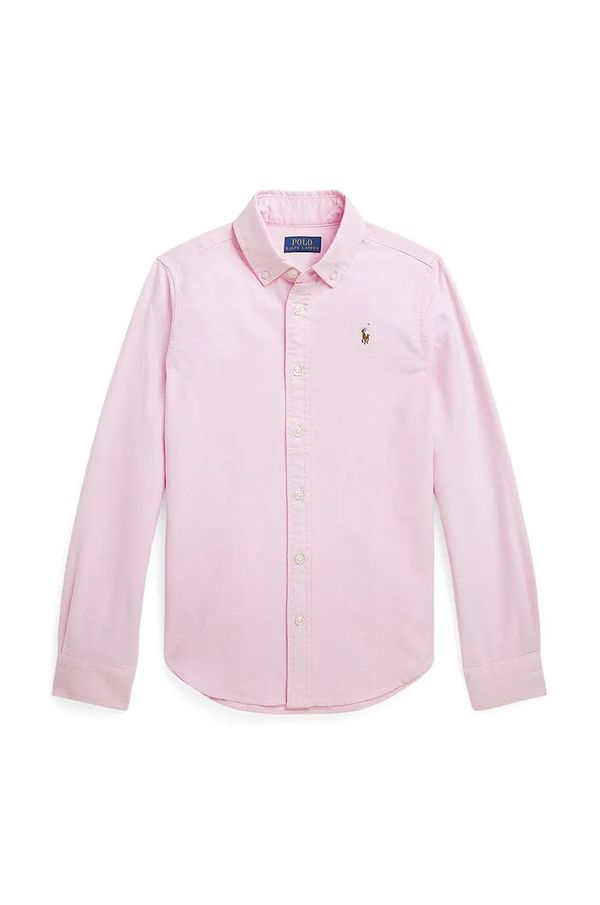 Polo Ralph Lauren Otroška bombažna srajca Polo Ralph Lauren roza barva, 313929954002