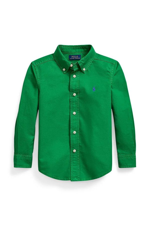 Polo Ralph Lauren Otroška bombažna srajca Polo Ralph Lauren zelena barva, 322858909018