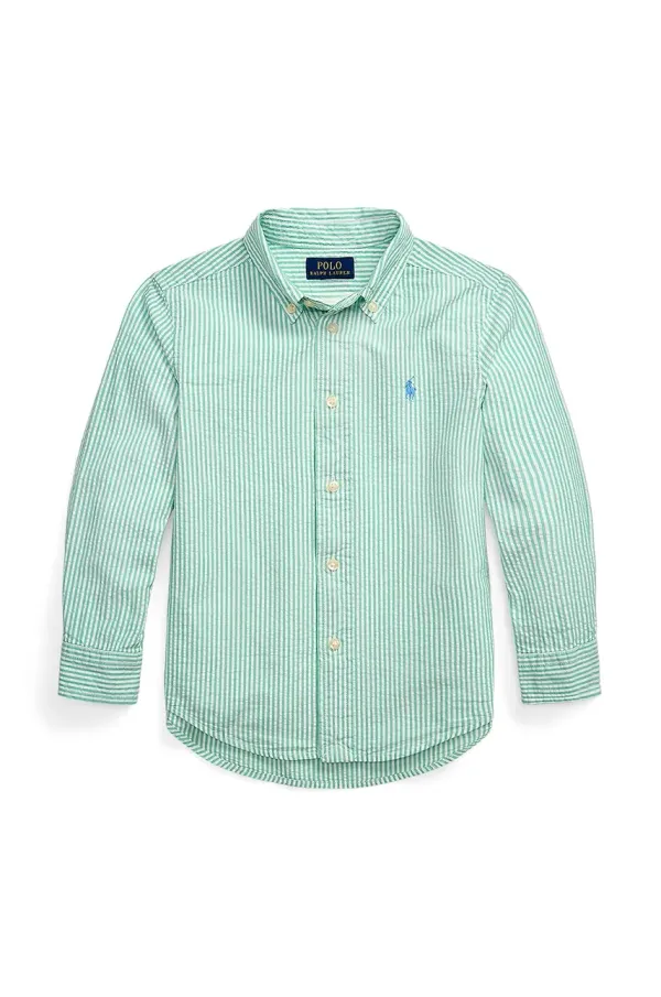 Polo Ralph Lauren Otroška bombažna srajca Polo Ralph Lauren zelena barva, 322964692002