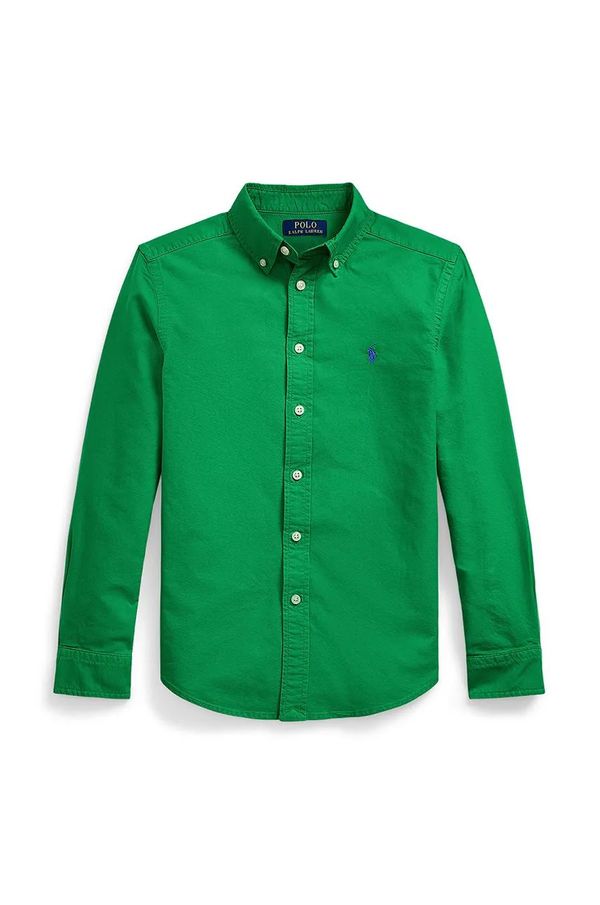 Polo Ralph Lauren Otroška bombažna srajca Polo Ralph Lauren zelena barva, 323858909018