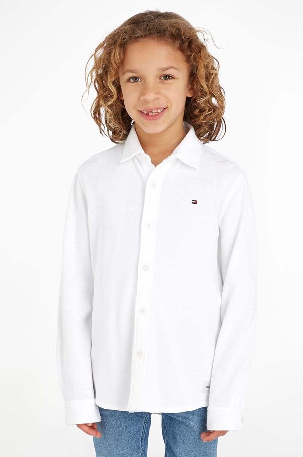 Tommy Hilfiger Otroška bombažna srajca Tommy Hilfiger bela barva