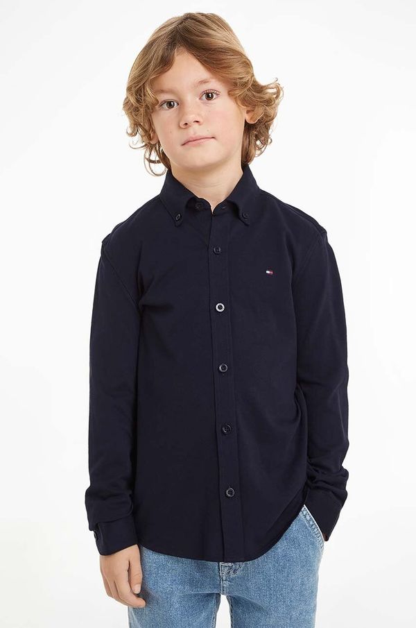 Tommy Hilfiger Otroška bombažna srajca Tommy Hilfiger mornarsko modra barva, KB0KB09077