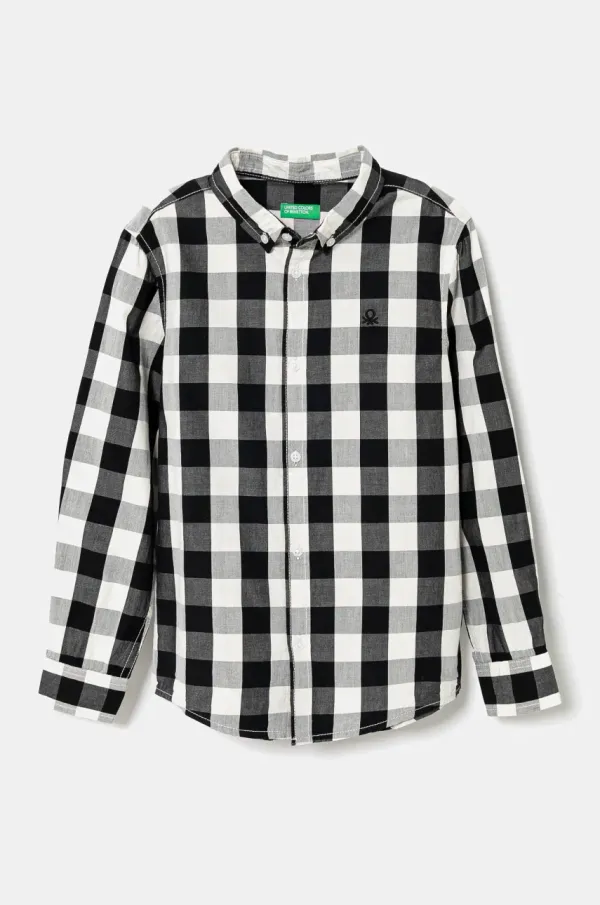 United Colors of Benetton Otroška bombažna srajca United Colors of Benetton črna barva