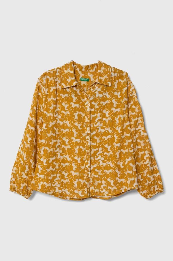 United Colors of Benetton Otroška bombažna srajca United Colors of Benetton rumena barva