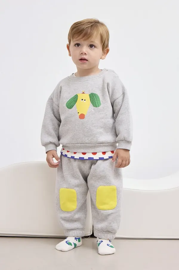 Bobo Choses Otroška bombažna trenirka Bobo Choses siva barva, 125AB116
