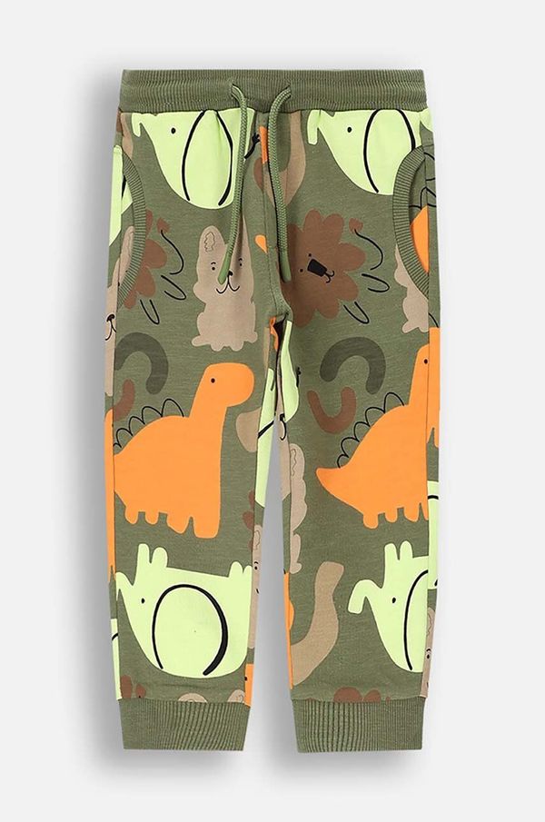 Coccodrillo Otroška bombažna trenirka Coccodrillo zelena barva, SMILE BOY NEWBORN