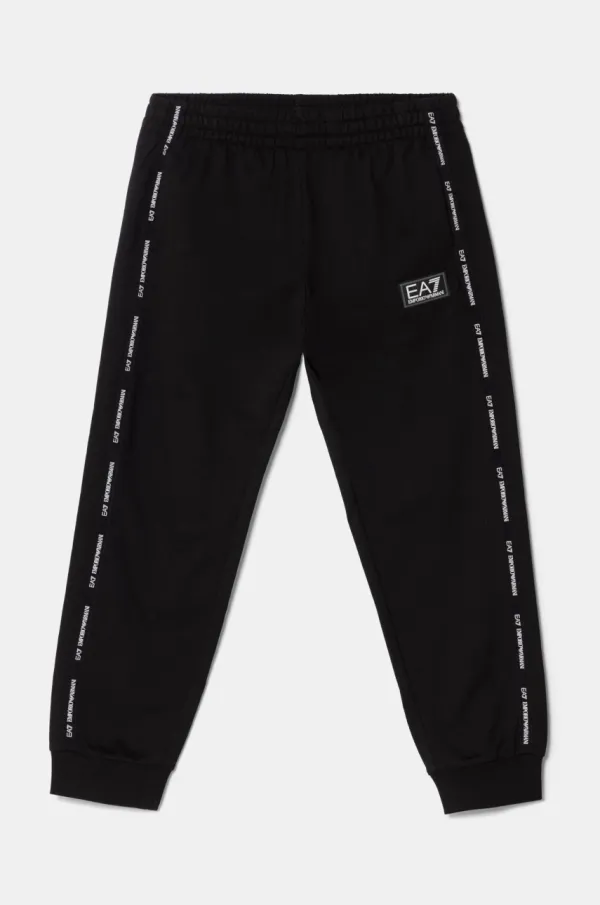 EA7 Emporio Armani Otroška bombažna trenirka EA7 Emporio Armani črna barva, 7B000058 AF10380