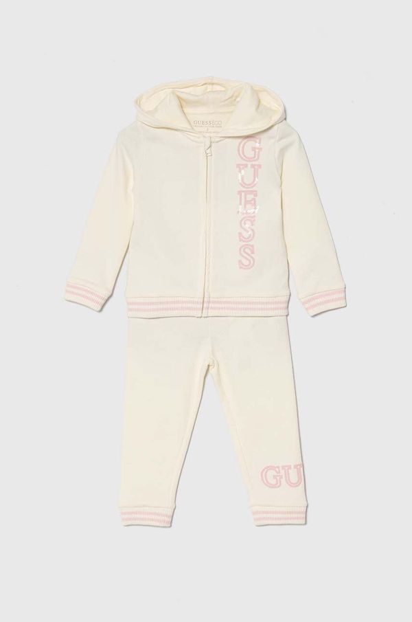 Guess Otroška bombažna trenirka Guess bež barva, K4YG00 KA6R4