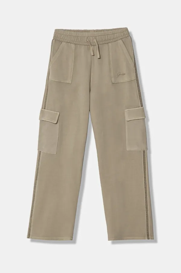 Guess Otroška bombažna trenirka Guess zelena barva, J5RQ14 KAD74