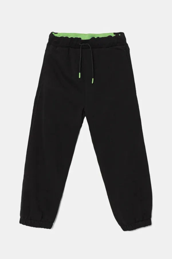 United Colors of Benetton Otroška bombažna trenirka United Colors of Benetton črna barva, 3J68CF05W