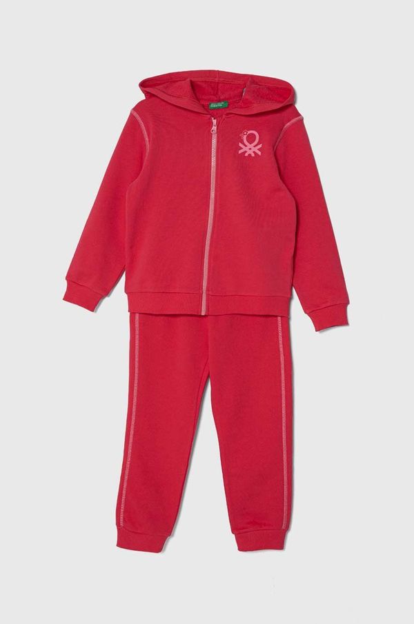 United Colors of Benetton Otroška bombažna trenirka United Colors of Benetton roza barva