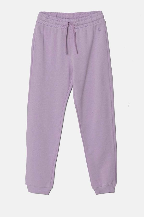 United Colors of Benetton Otroška bombažna trenirka United Colors of Benetton vijolična barva, 3J68CF02H