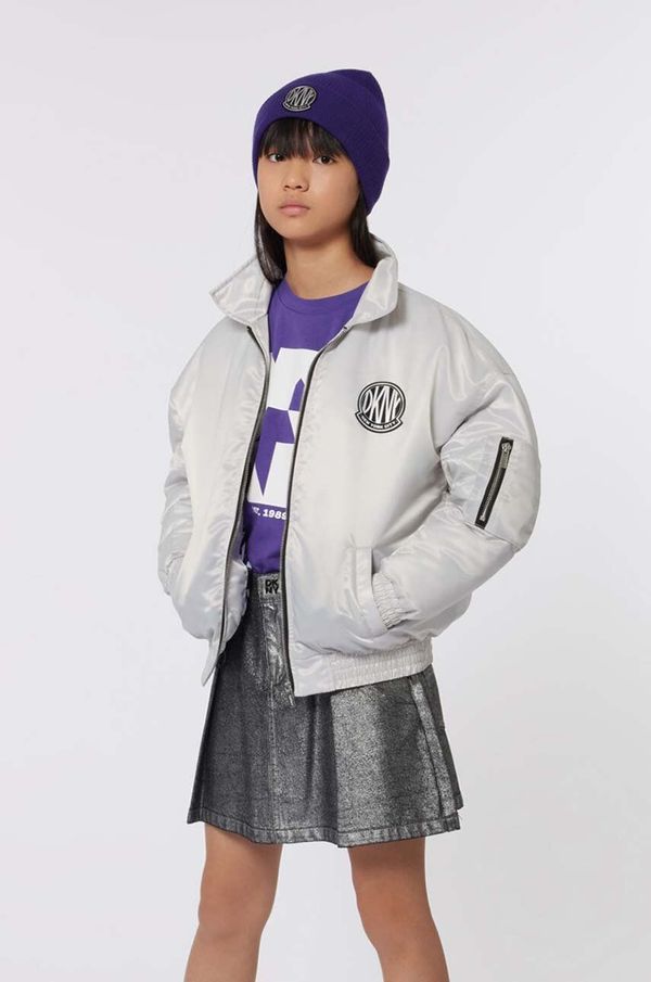 DKNY Otroška bomber jakna Dkny siva barva, D60235