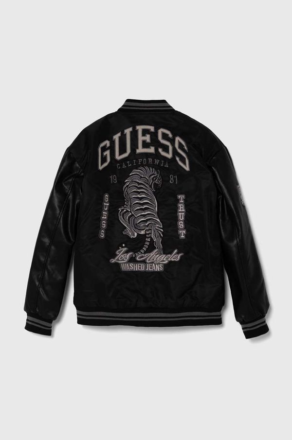 Guess Otroška bomber jakna Guess črna barva, L4YL03 WGB90