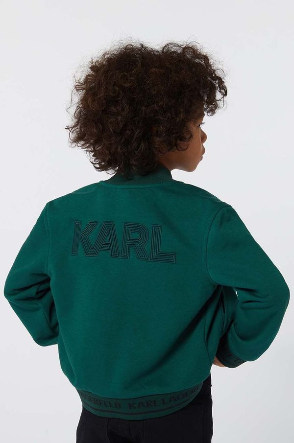 Karl Lagerfeld Otroška bomber jakna Karl Lagerfeld zelena barva, Z30259