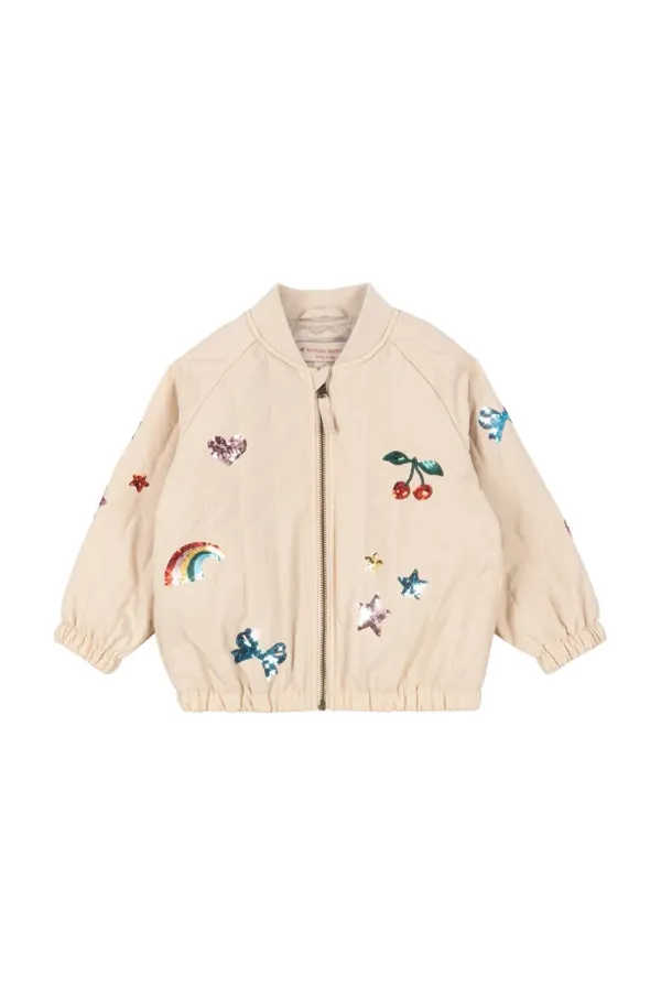 Konges Sløjd Otroška bomber jakna Konges Sløjd JUNO SEQUIN BOMBER JACKET bež barva, KS103009