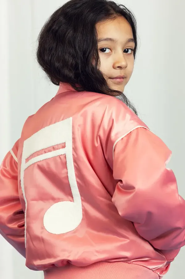 Mini Rodini Otroška bomber jakna Mini Rodini Note oranžna barva, 2521010328